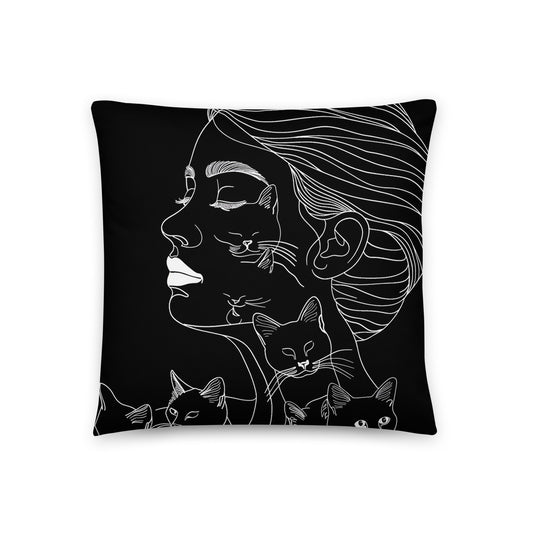 Accent Pillow, Cat Lady Black