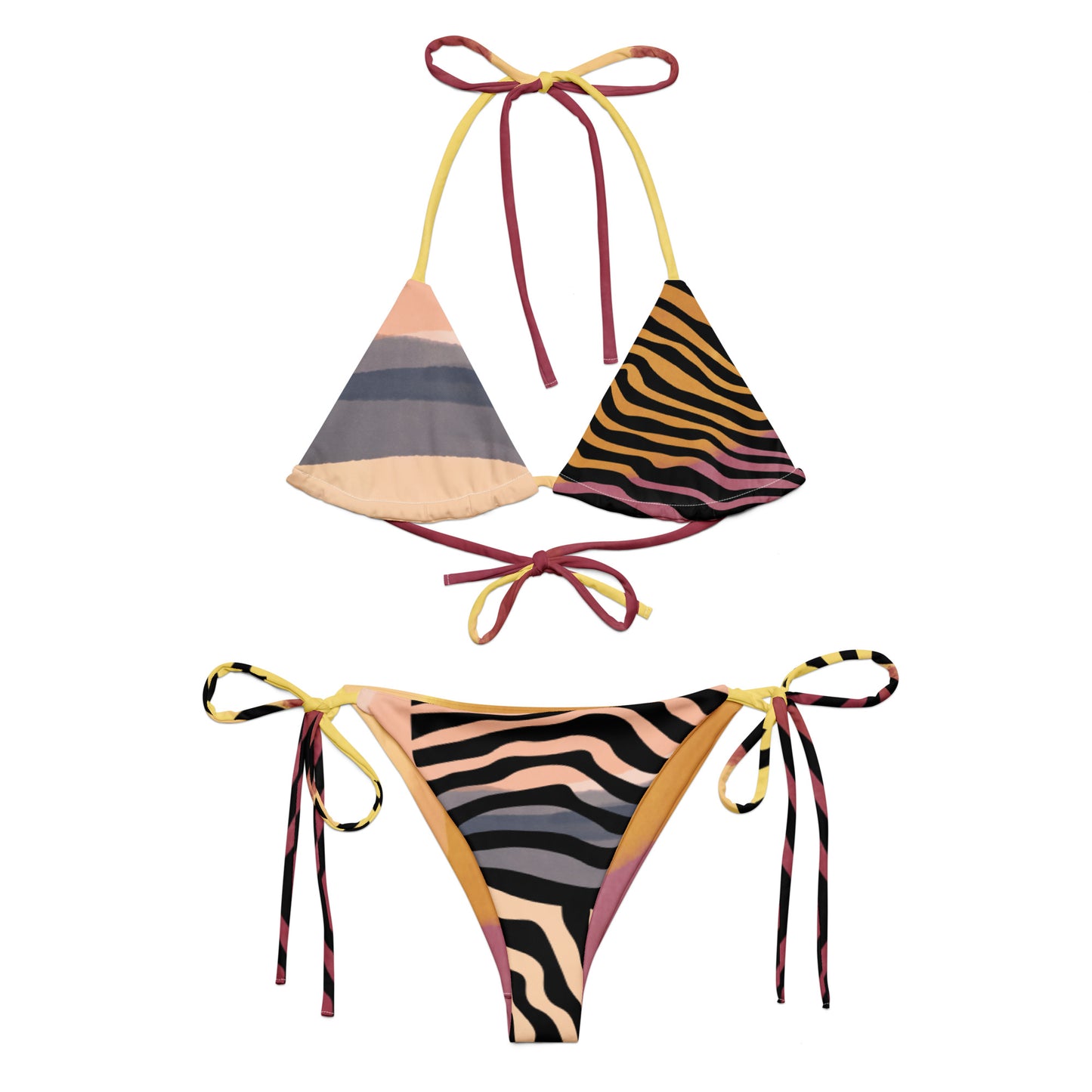 Partial Sunset Zebra Print String Bikini