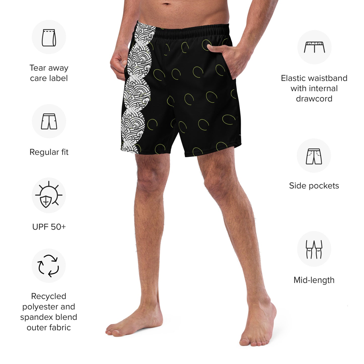 Men's wave swim trunks